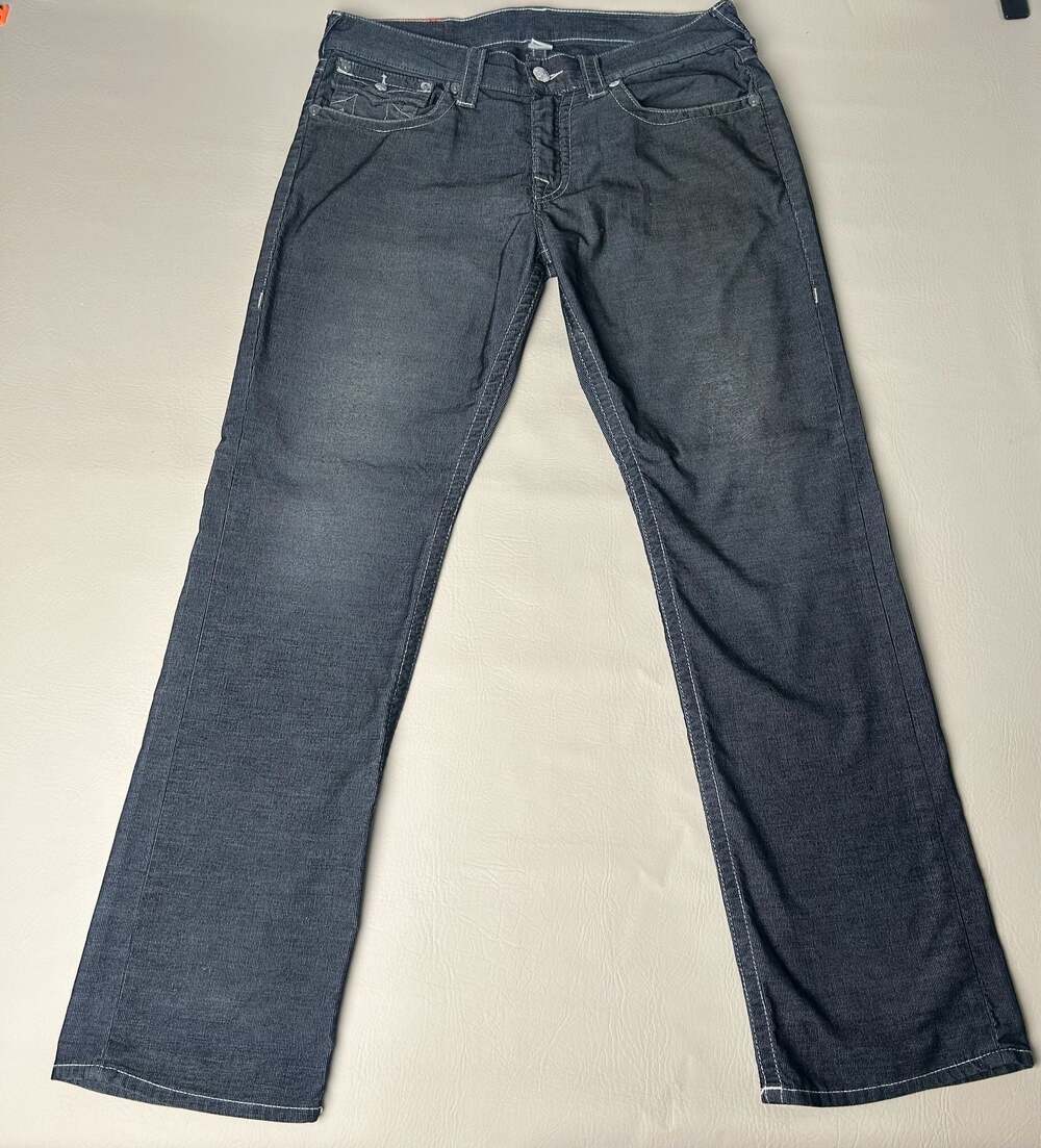 True Religion World Tour Ricky Relaxed Straight  Jeans Men's Size 32 Dark Silver